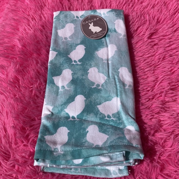 Casaba chicks on tie-dyed light green field all cotton dish towels set NWT - Picture 2 of 4